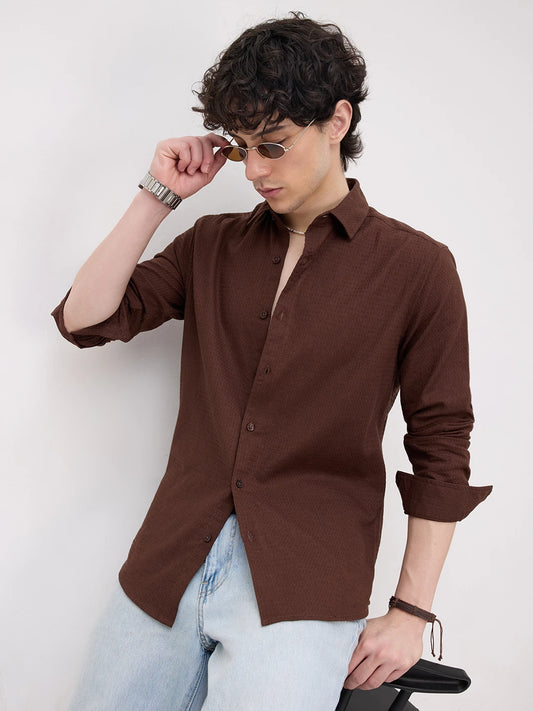 Chocolate Brown Micro Textured Shirt
