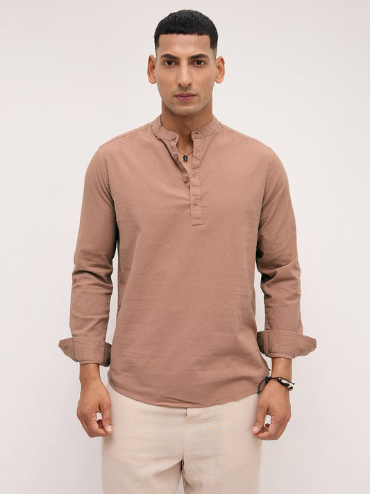 Almond Brown Fine Textured Kurta