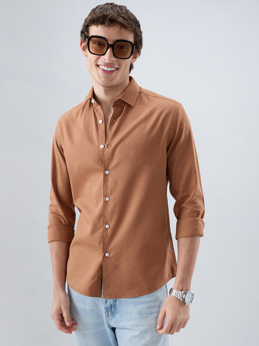 Elegant Warm Rust Oxford Shirt