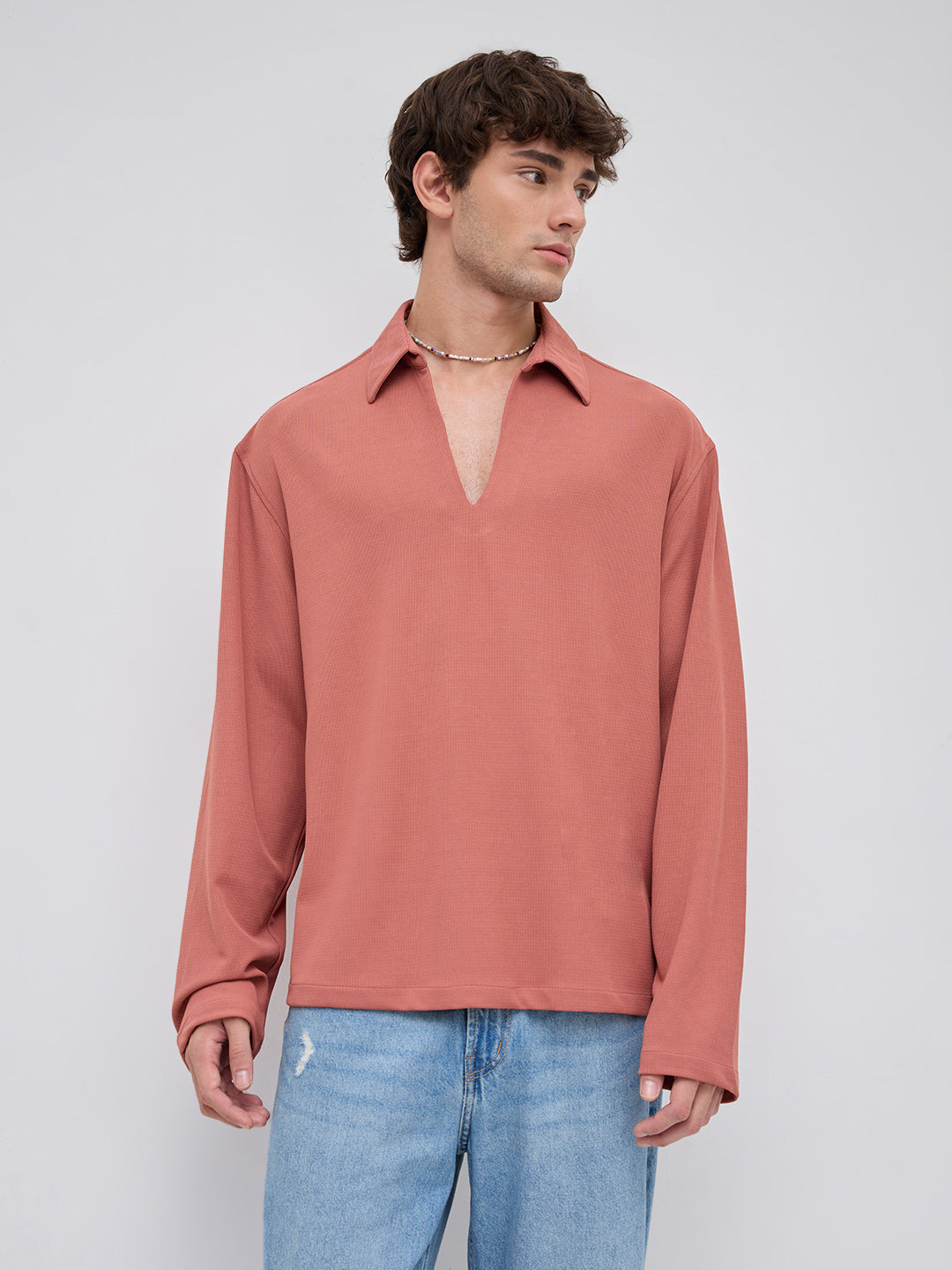 Rustique Ridge Oversized Knitted Polo Shirt