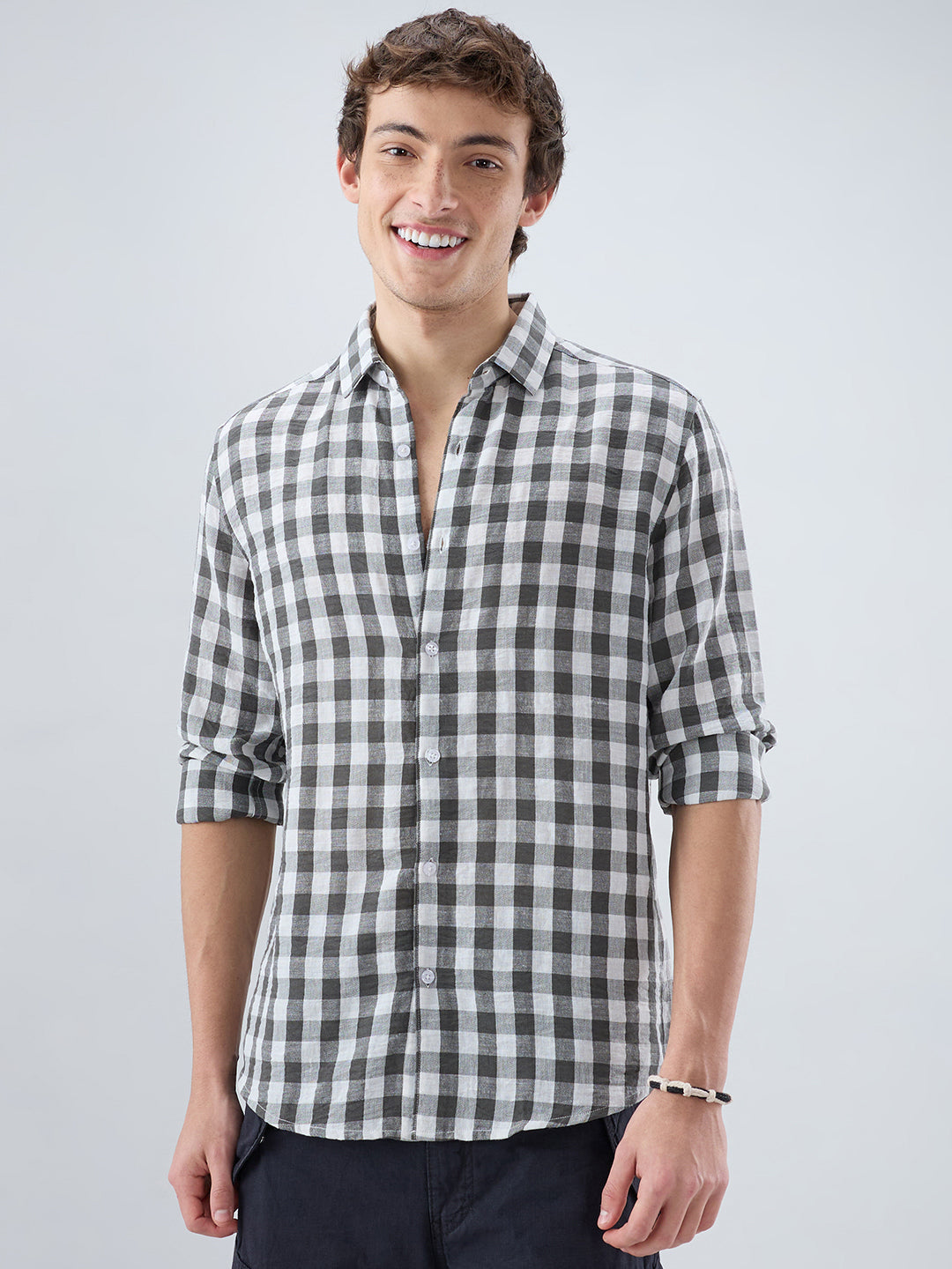 Slate Grey Gingham Checks Shirt