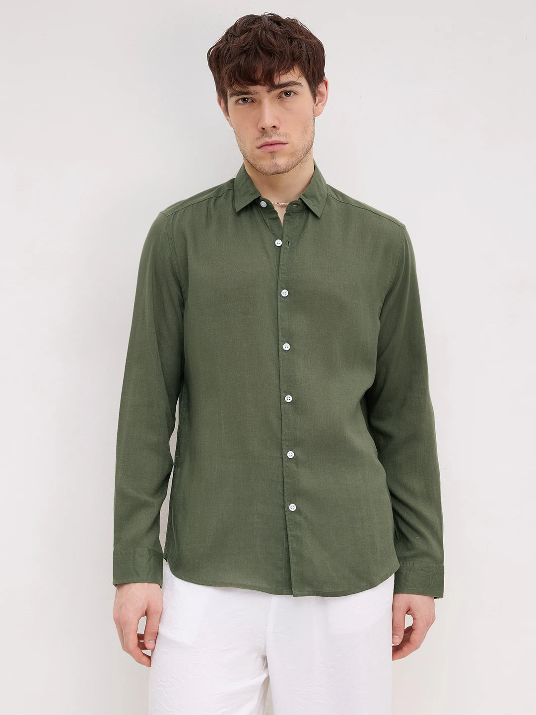 Refined Evergreen Olive Shirt