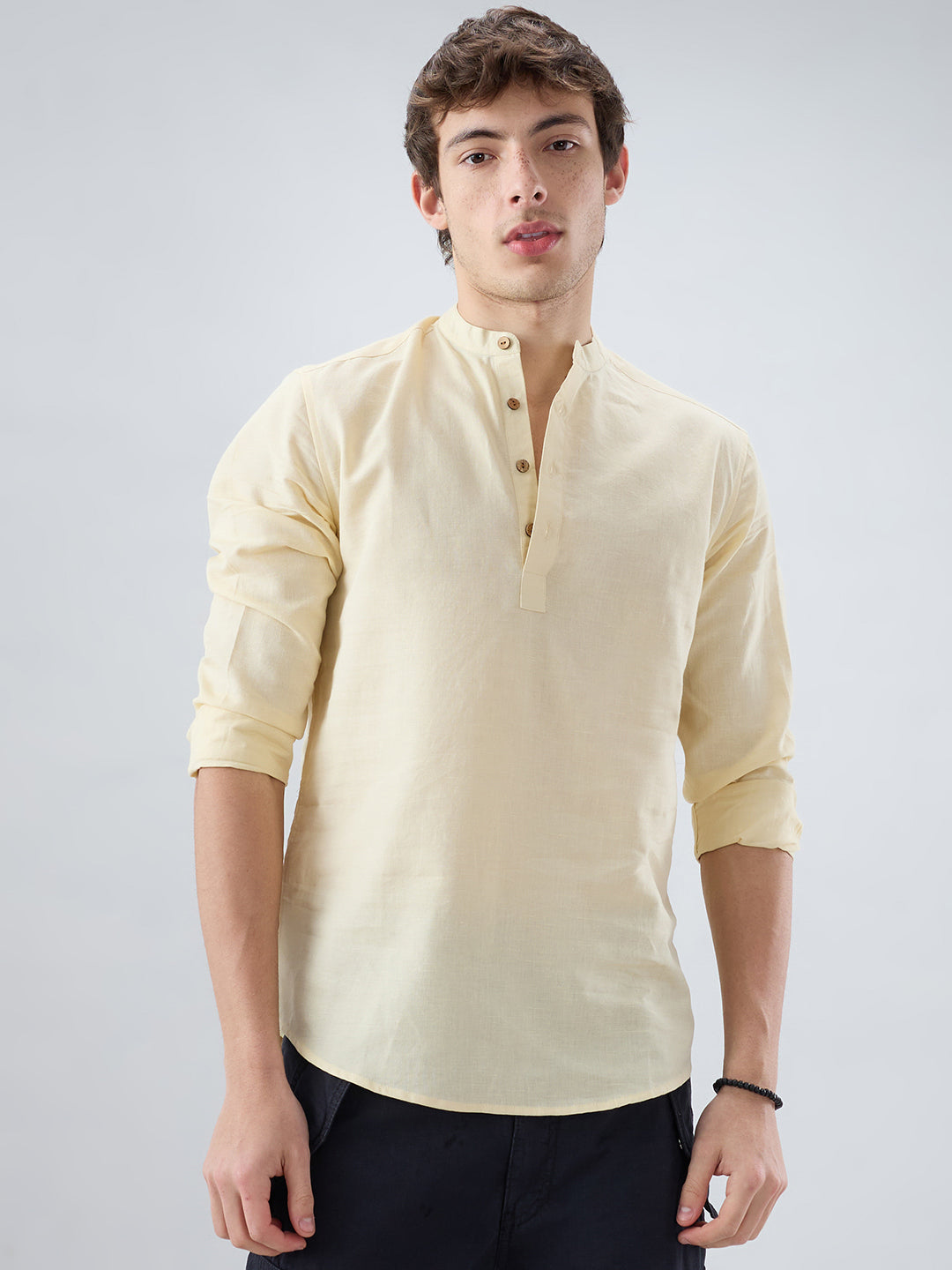 Premium Butter Yellow Linen Blend Kurta