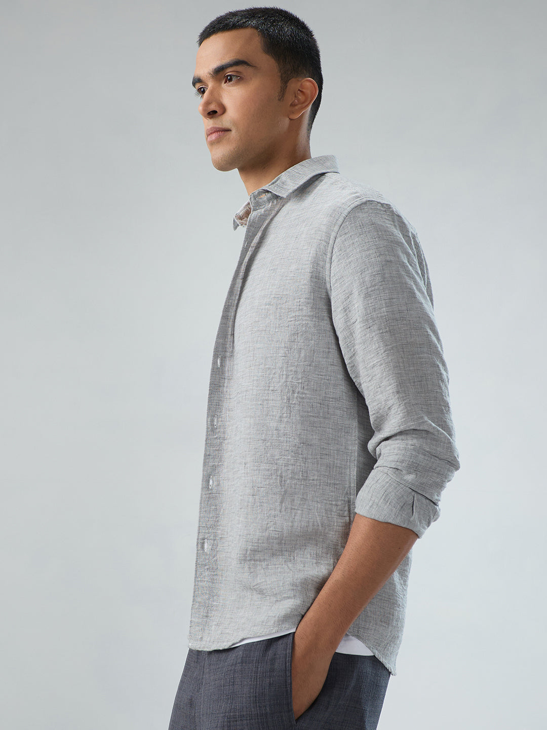 Elegant Grey Textured Shirt