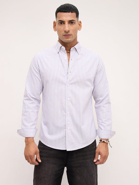 Soft Purple Oxford Candy Striped Button-Down Shirt