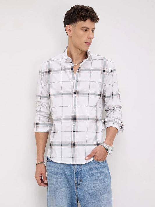 Morning Brew Neutral Peach Finish Checks Shirt