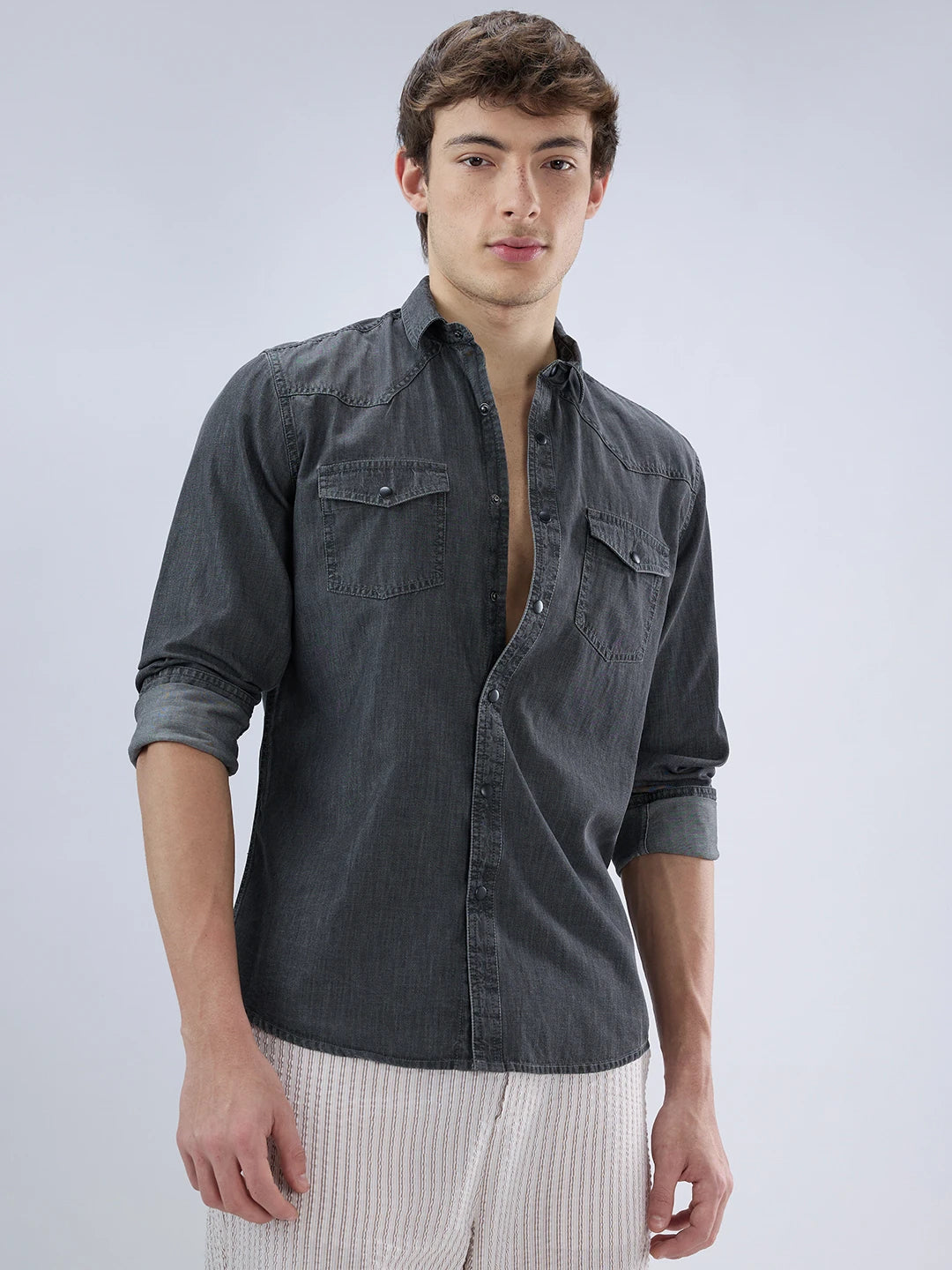 Charcoal Black Twin Pocket Overshirt