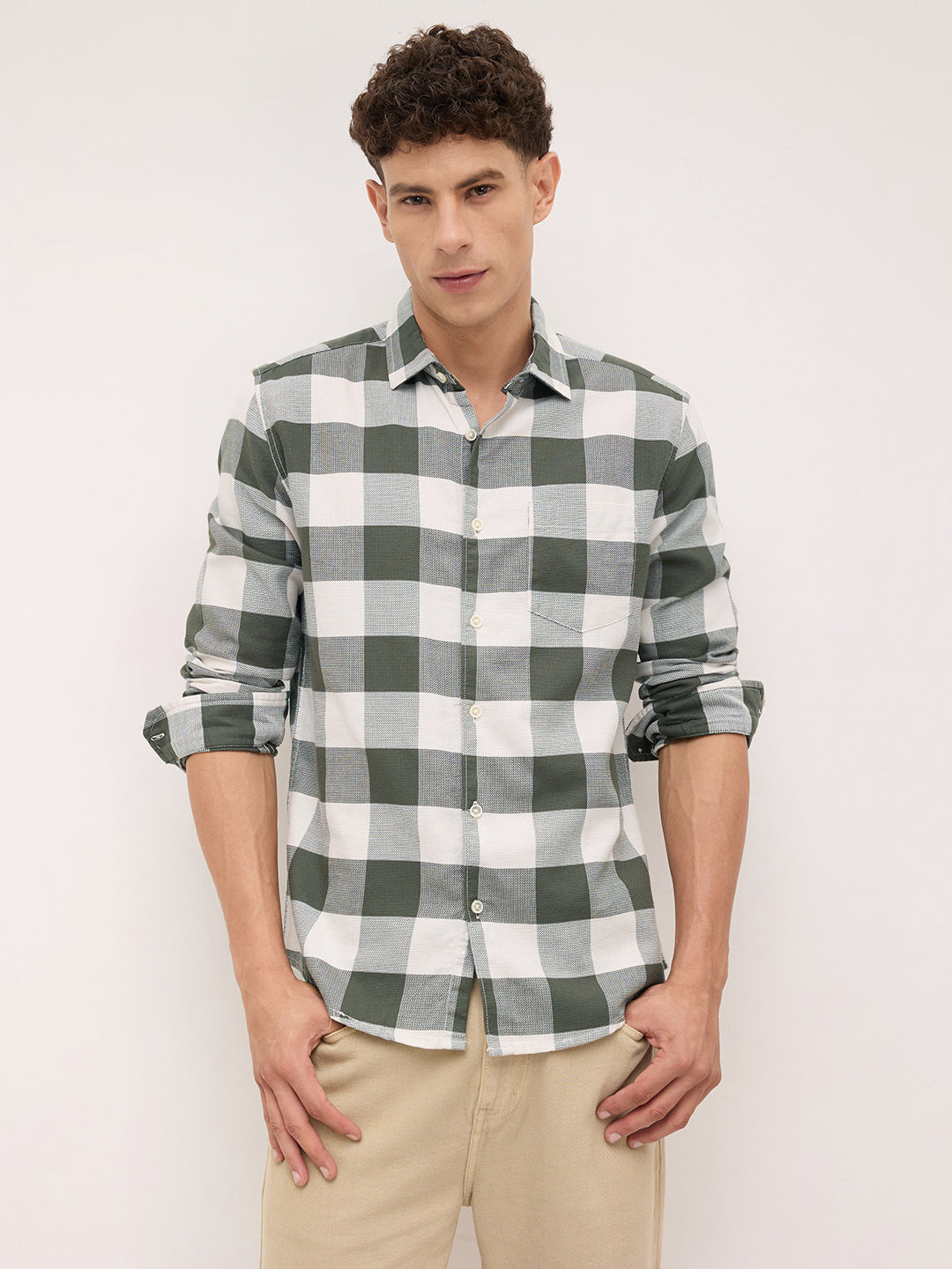 Timeless Box Checks Olive Shirt