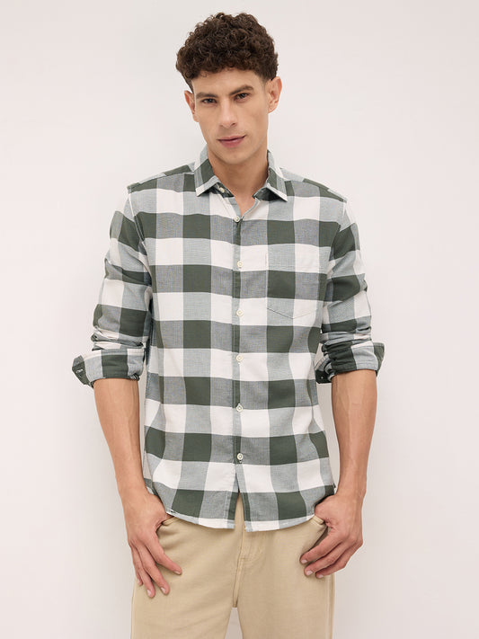 Timeless Box Checks Olive Shirt