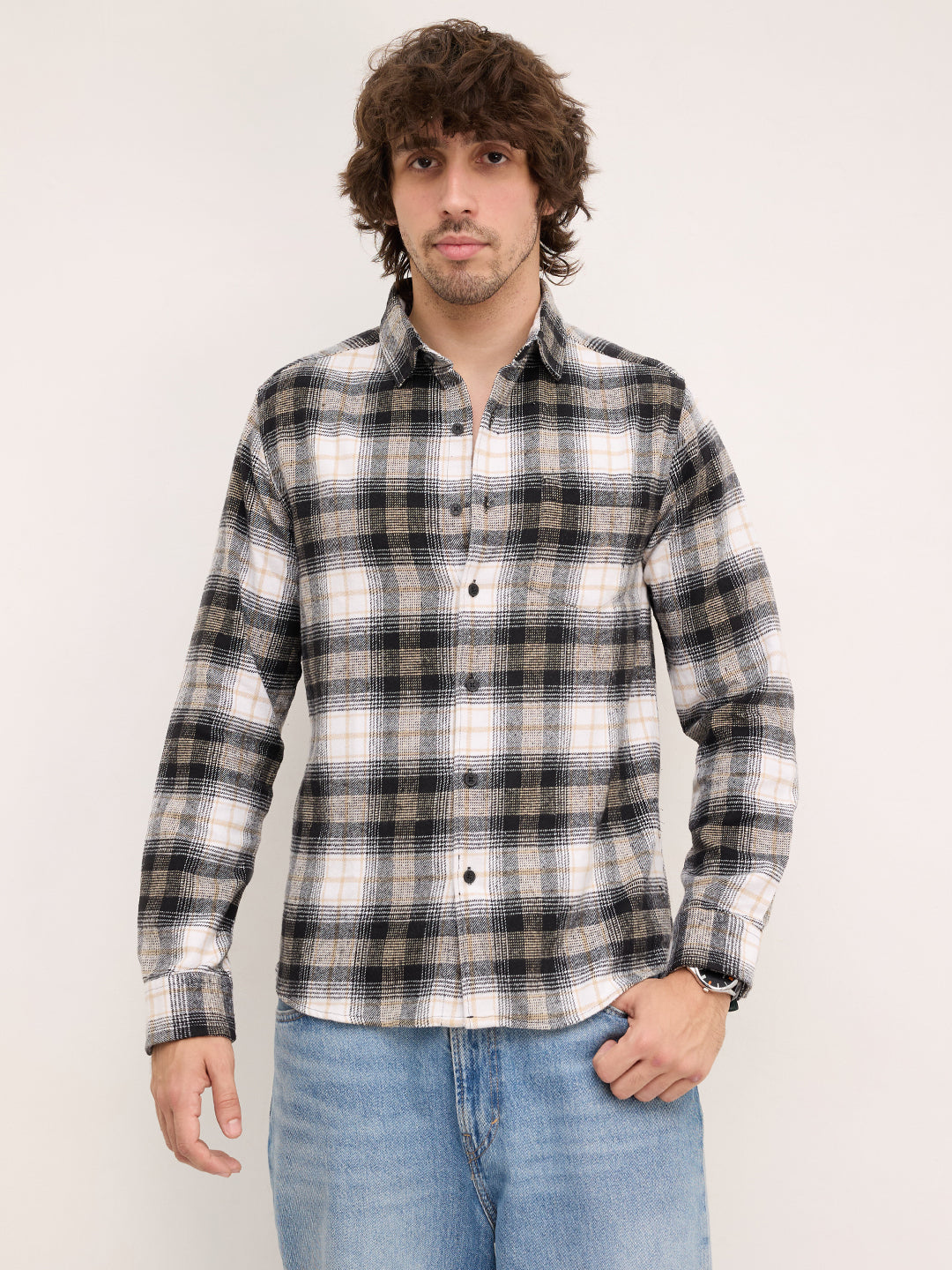 Multicolor Plaid Checks Flannel Shirt