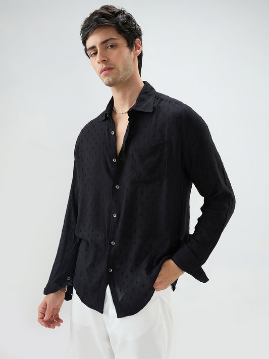 Exquisite Black Dobby Shirt