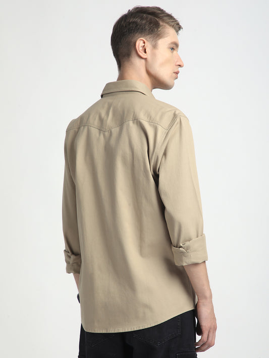 Warm Tan Double Flap Pocket Overshirt