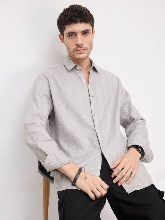 Grey Haze Waffle Grid Weave Shirt