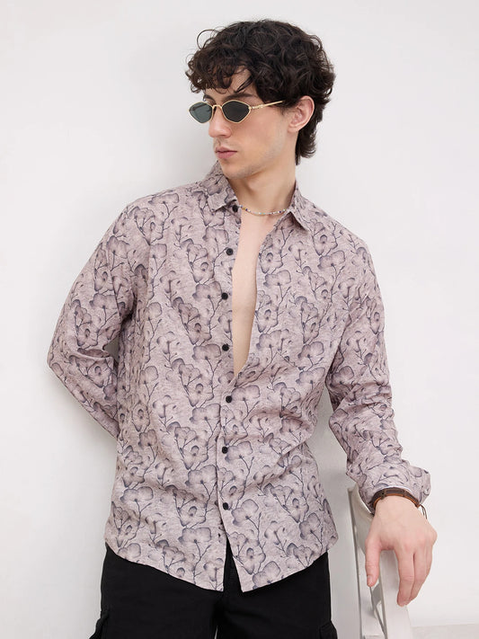 Artistic Floral Grey Printed Shirt