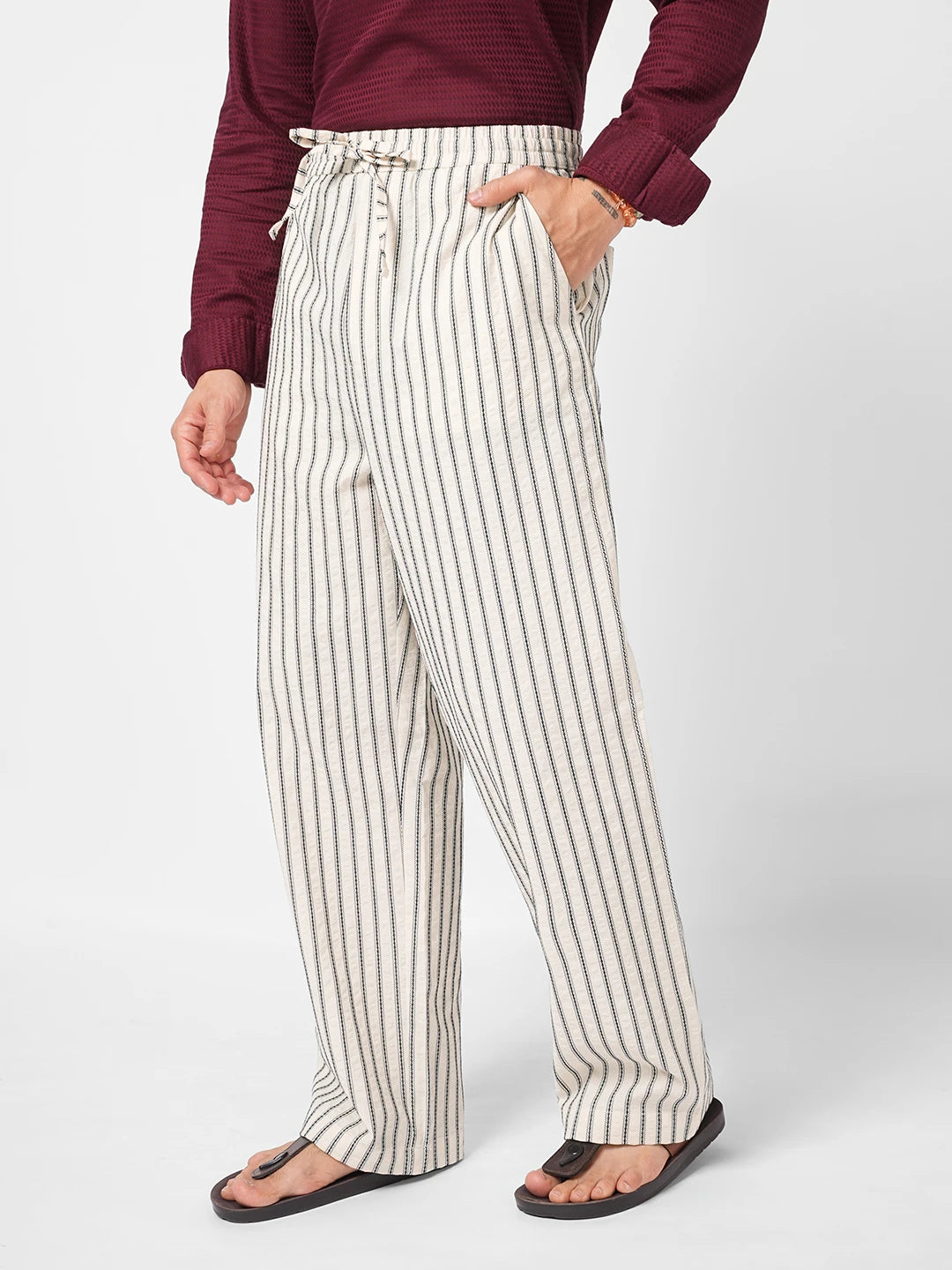 Intricate Navy Embroidered Straight Fit Trousers
