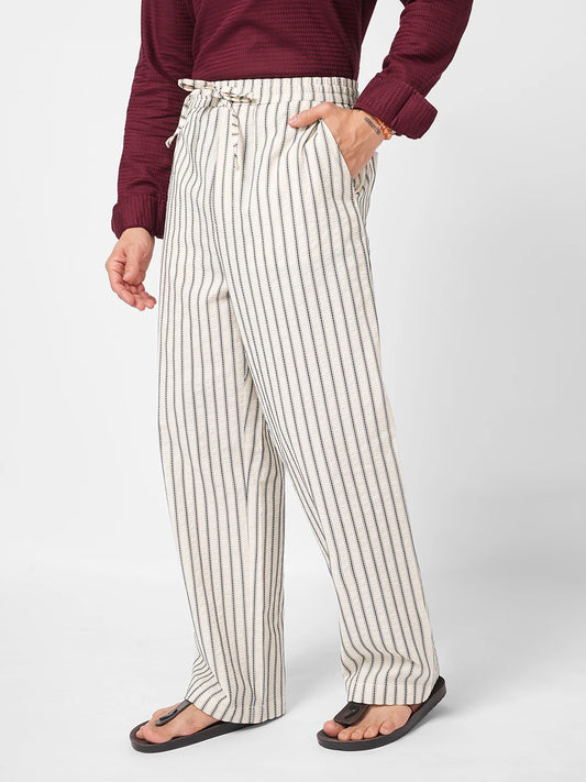 Intricate Navy Embroidered Straight Fit Trousers