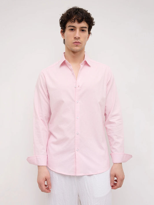 Pink Micro Basket Weave Shirt
