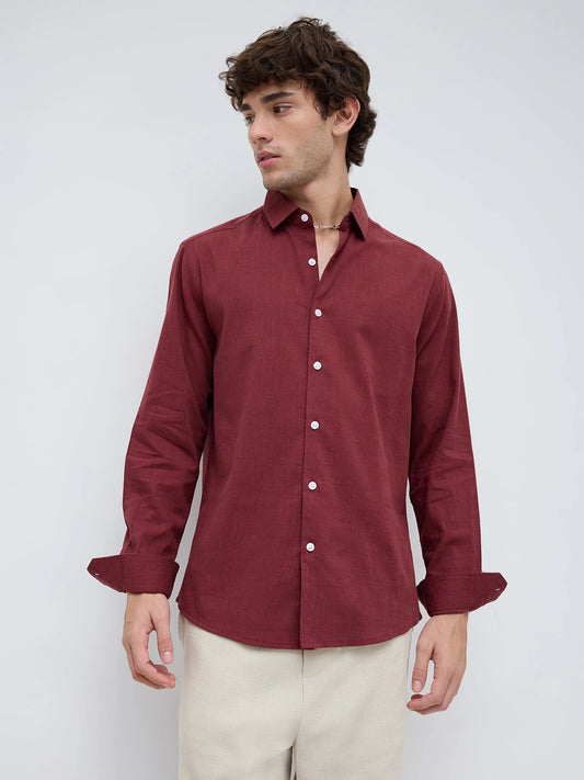 Rich Maroon Fine Textured Shirt