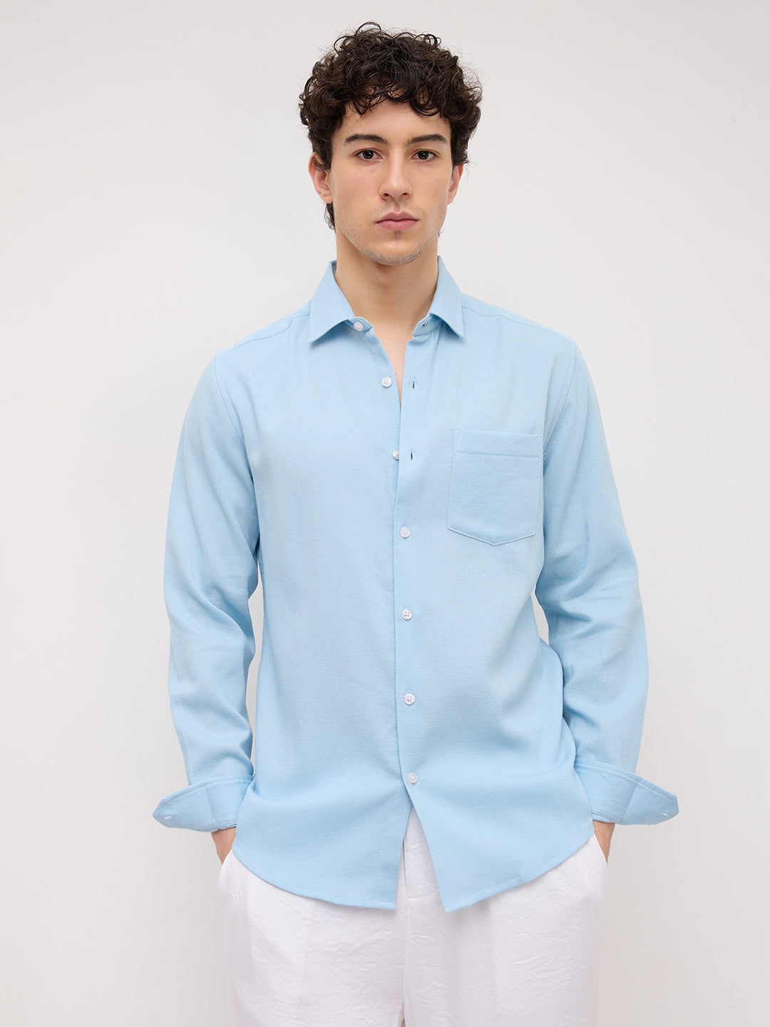 Arctic Mist Micro Willow Textured Shirt