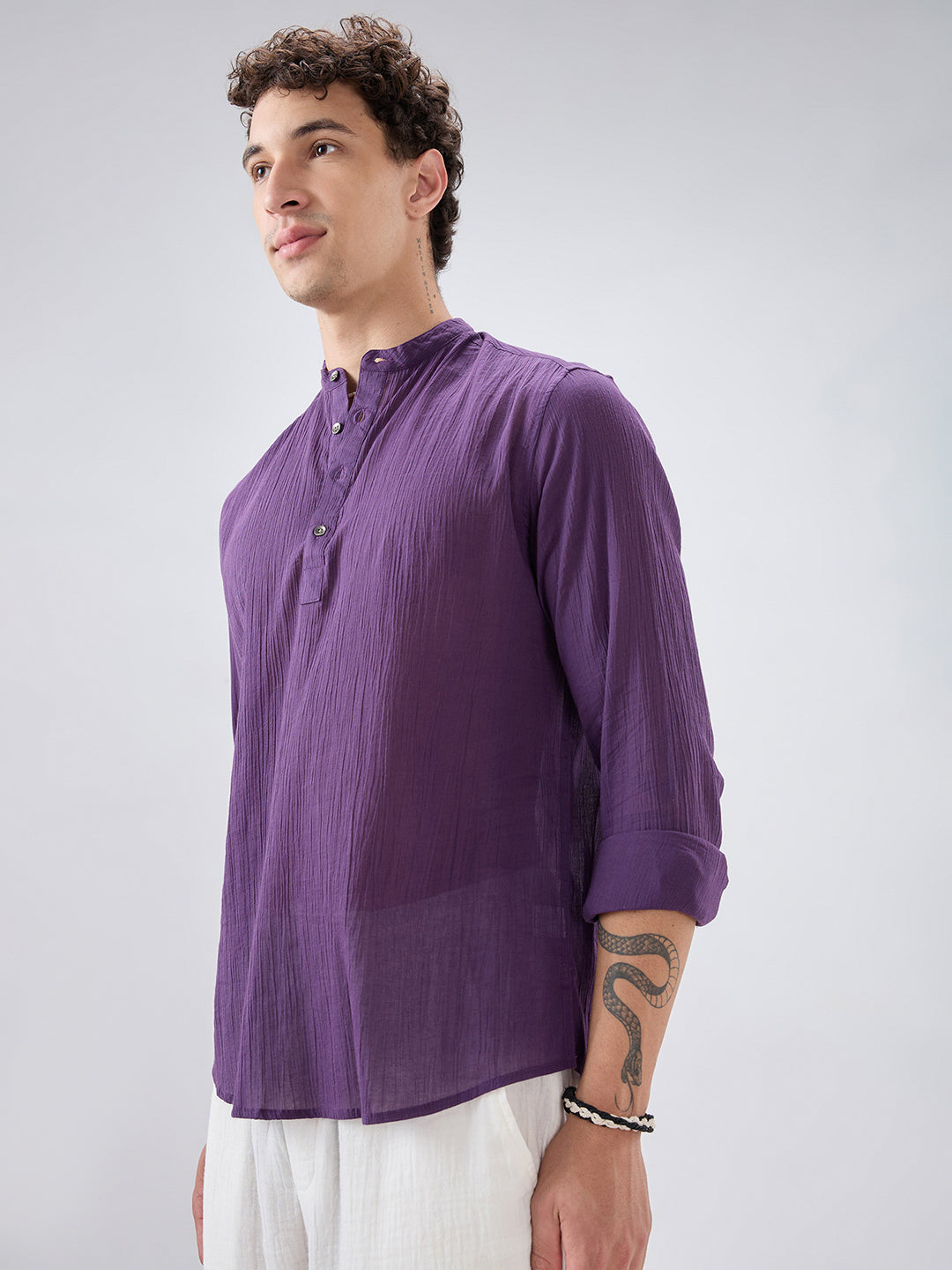 Sheer Luxury Purple Linear Crepe Kurta