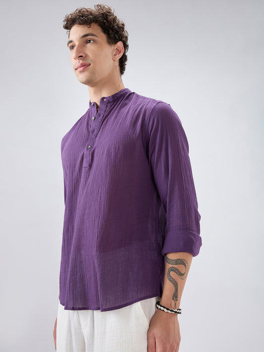 Sheer Luxury Purple Linear Crepe Kurta