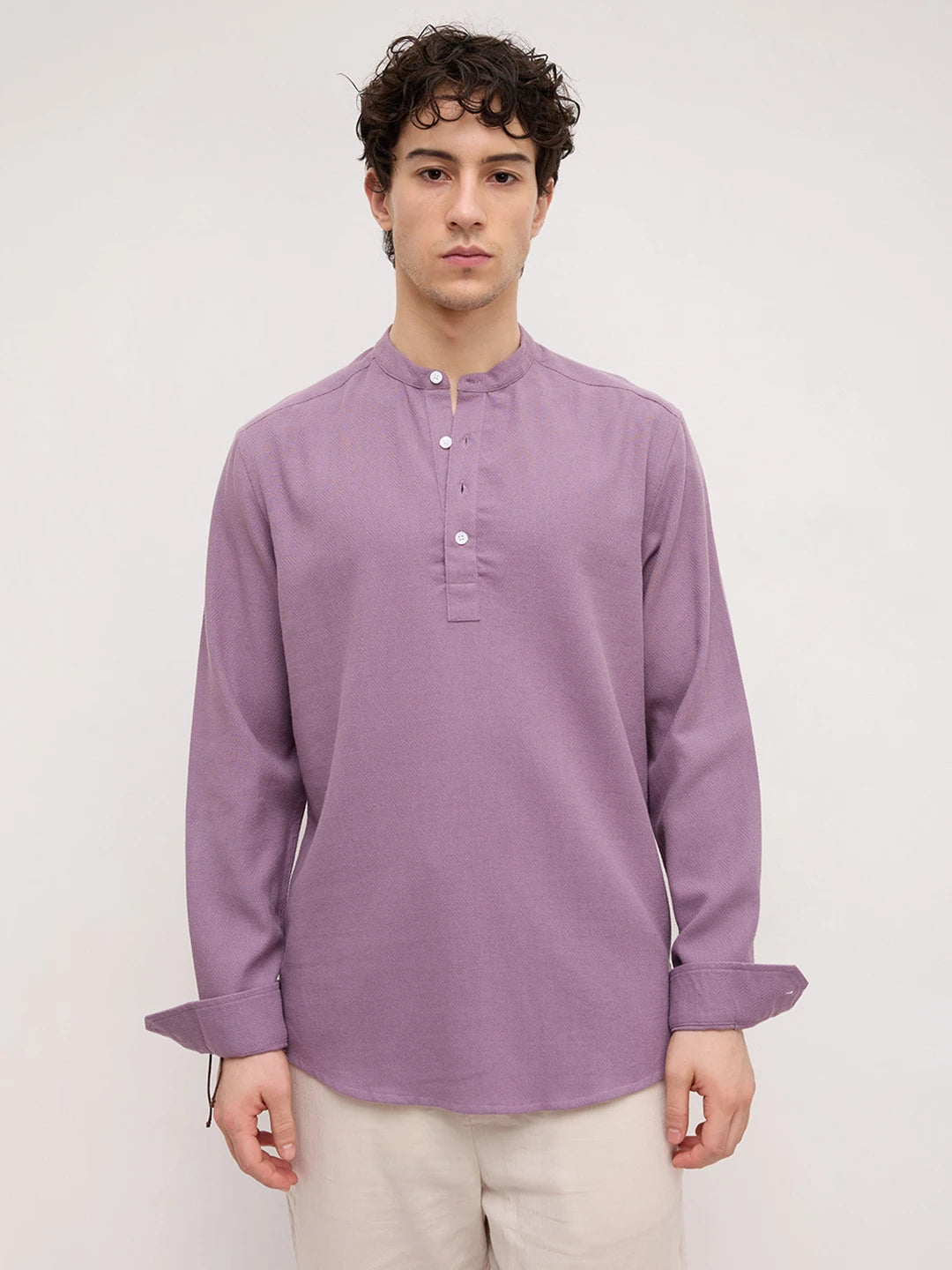 Rich Purple Fine Geometrical Weave Textured Kurta