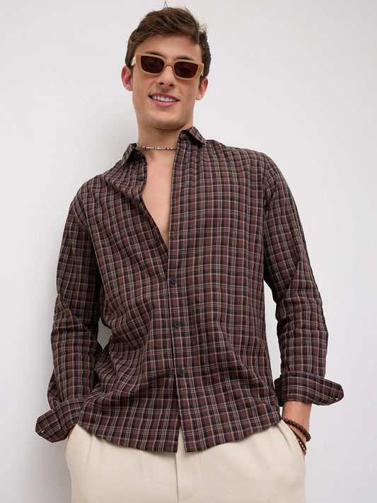 Woodland Brown Plaid Checks Everyday Shirt