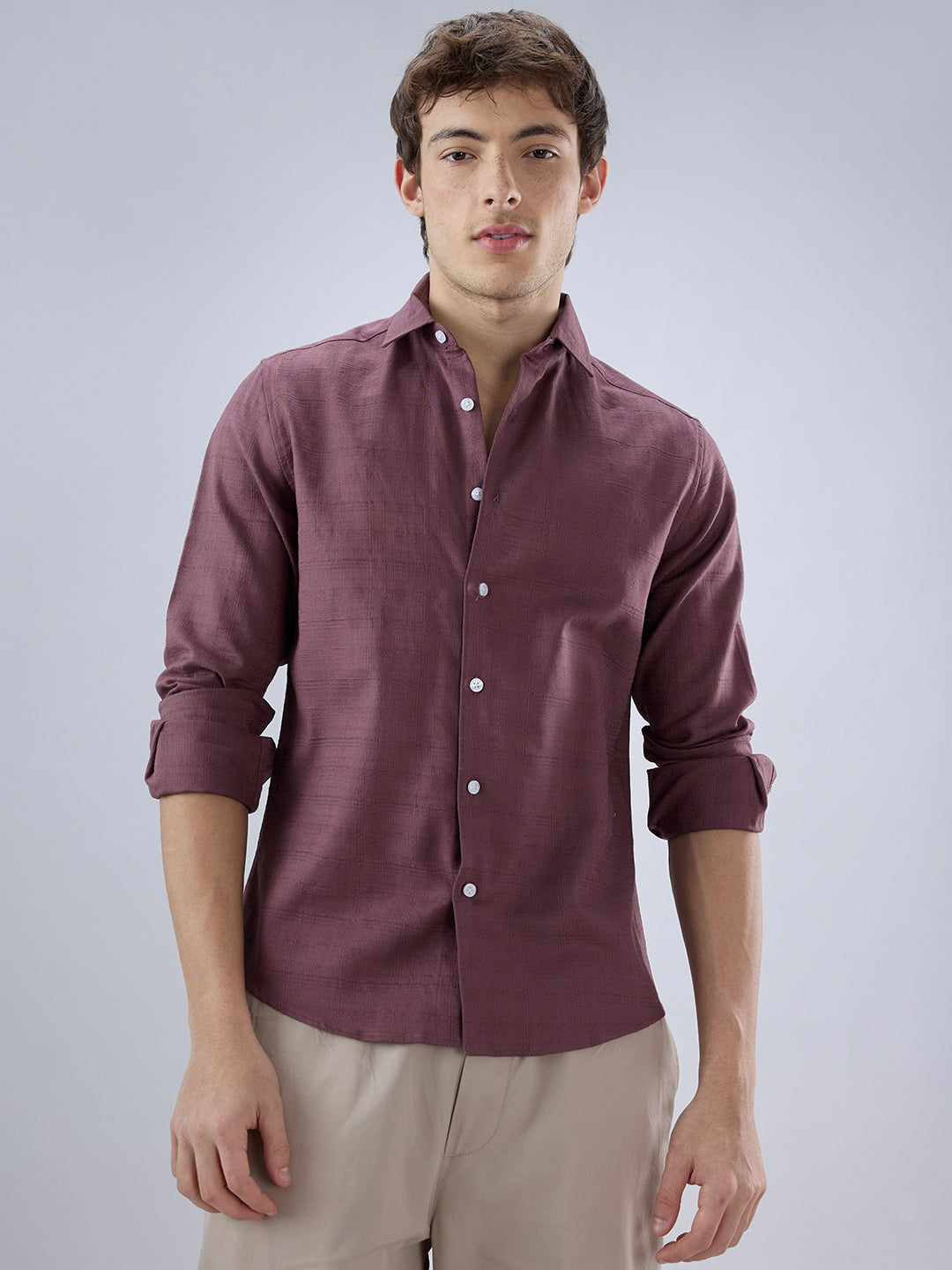 Dark Cocoa Fine Weave Textured Shirt