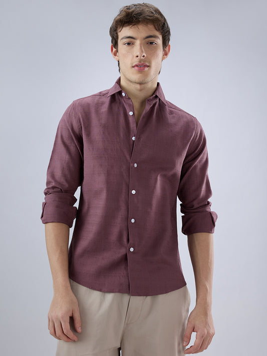 Dark Cocoa Fine Weave Textured Shirt