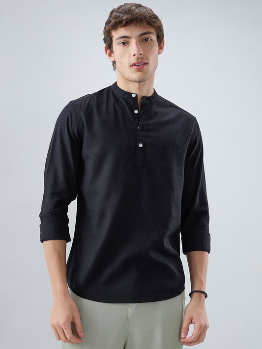 Premium Black Linen Blend Kurta