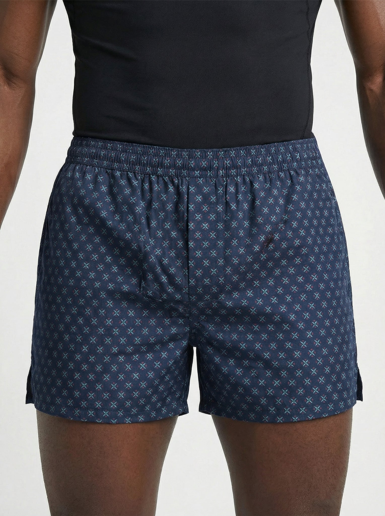 Indigo Dye Geometric & Island Vibe Basketball Print Boxers