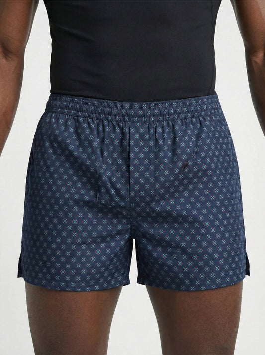 Indigo Dye Geometric & Island Vibe Basketball Print Boxers