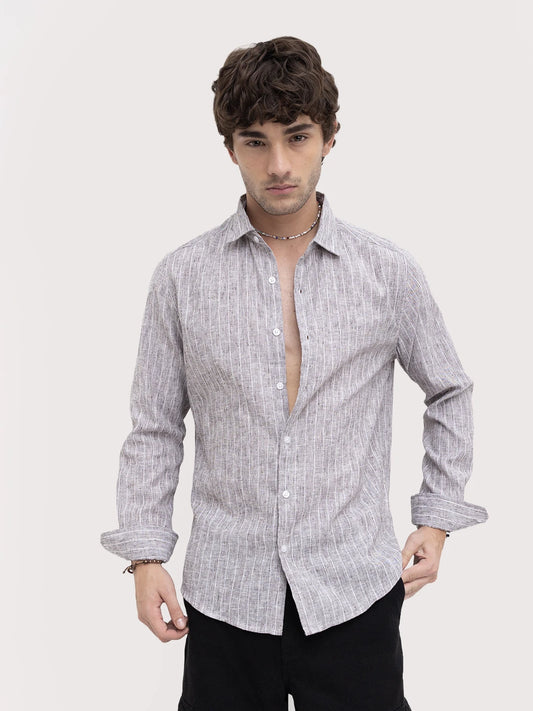 Ash Grey Melange Textured Shirt