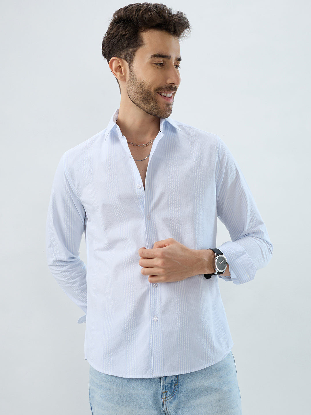 Pearl Weave Classic White Seersucker Shirt
