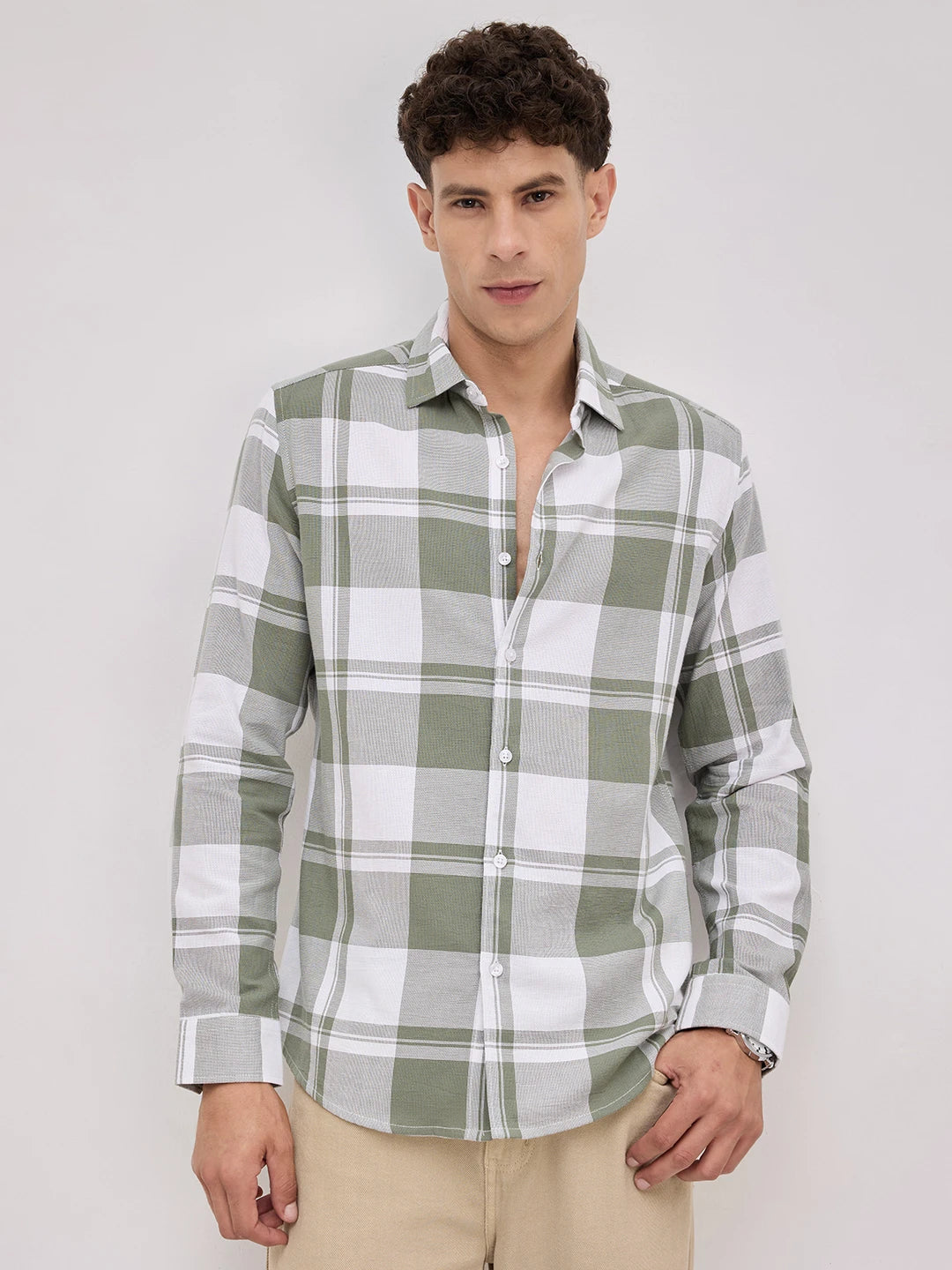 Classic Jade Green & White Plaid Checks Shirt
