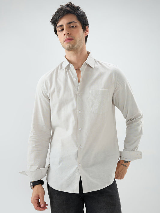 Grey Slub Textured Everyday Shirt