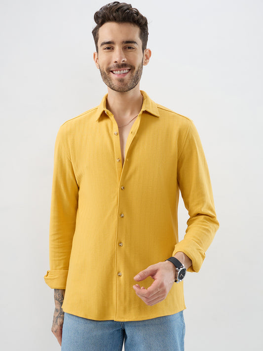Sunflower Yellow Herringbone Knit Shirt