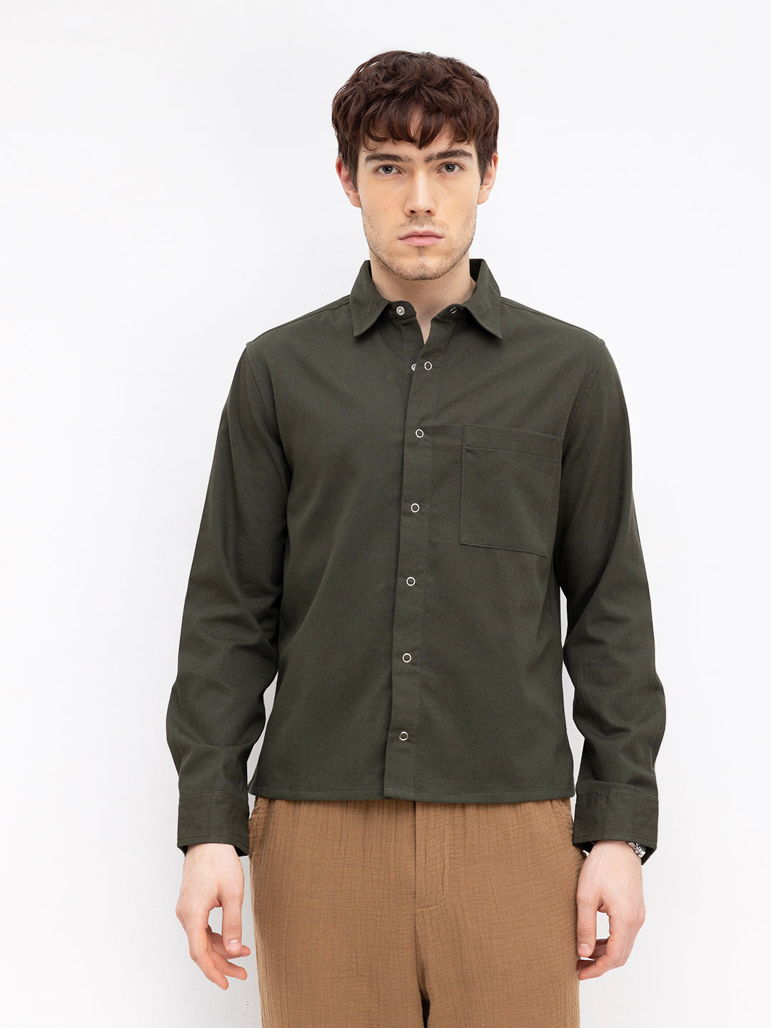 Luxe Evergreen Straight Hem Oversized Shirt