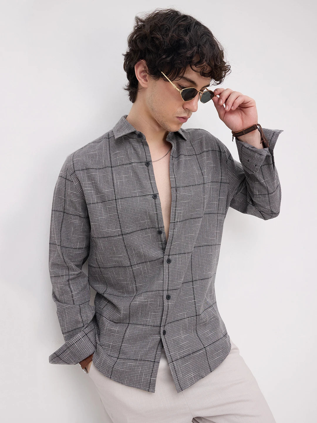 Refined Graphite Grey Windopane Checks Shirt