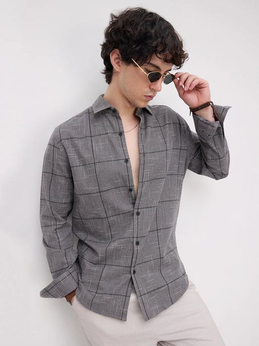 Refined Graphite Grey Windopane Checks Shirt