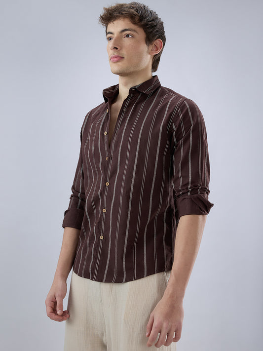Walnut Brown Striped Shirt