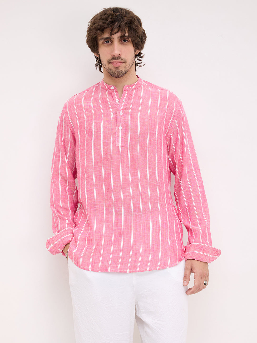 Romantic Rose Pink Striped Kurta