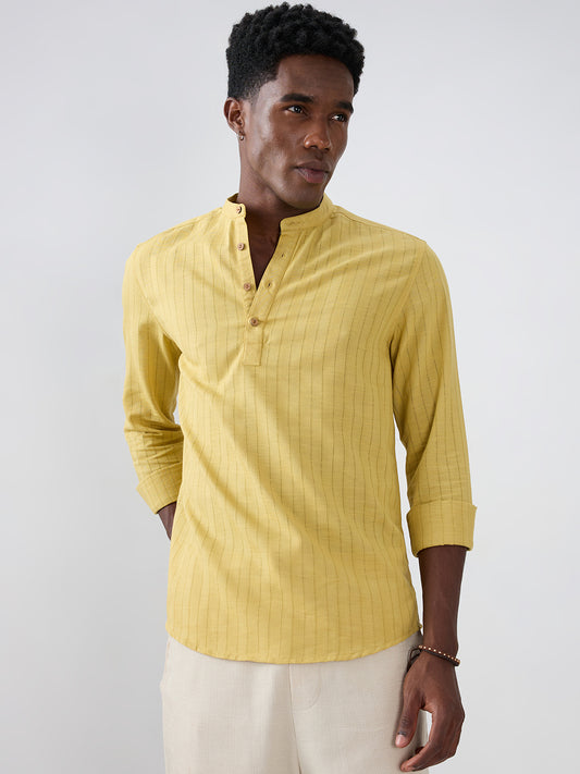 Golden Ladder Striped Subtle Textured Kurta