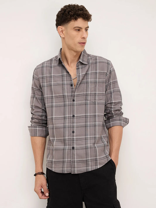 Fossil Grey & Black Tartanique Checkered Shirt