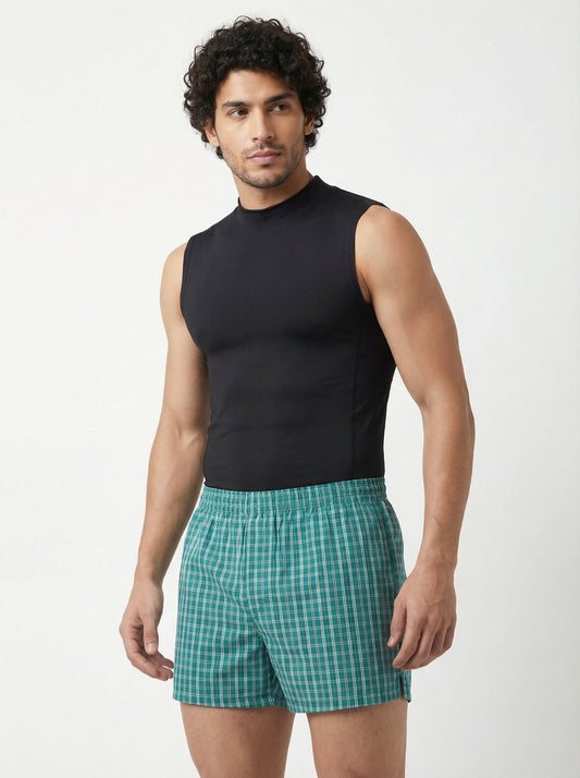 Shamrock Green Checks & Solid Navy Boxers