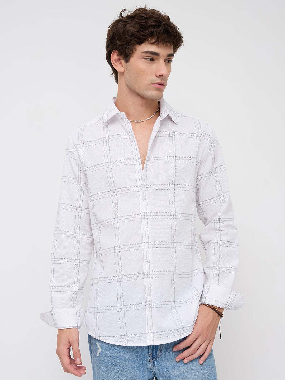 Whiteframe Contrast Chalkline Checked Shirt