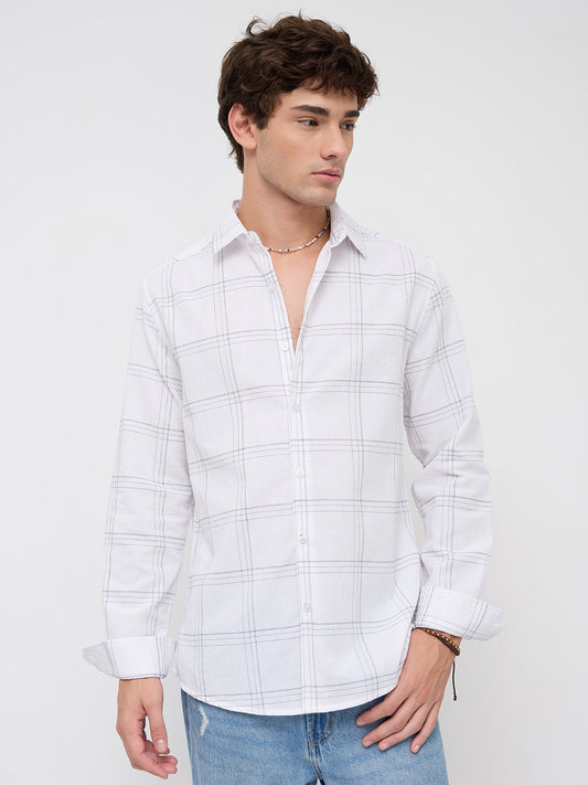 Whiteframe Contrast Chalkline Checked Shirt