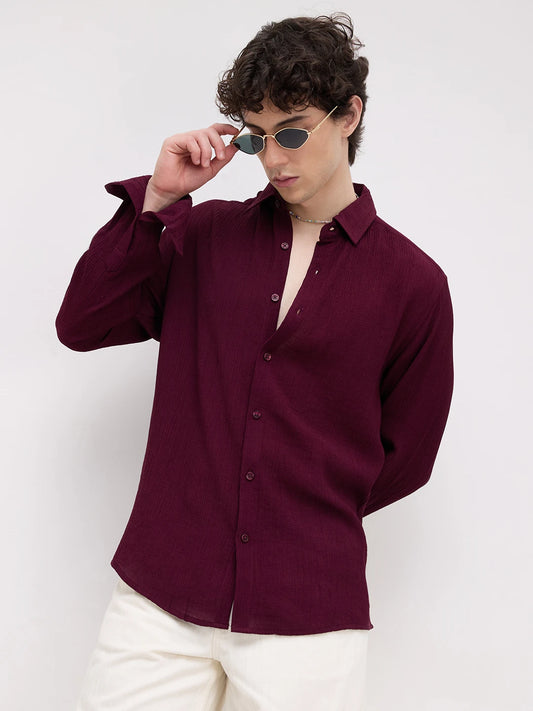 Rich Maroon Fine Textured Shirt