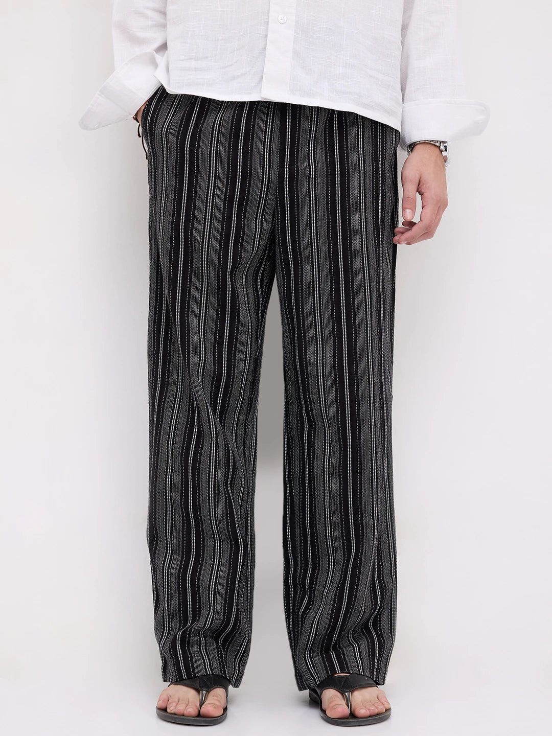 Artisan Monochrome Striped Straight Fit Trousers