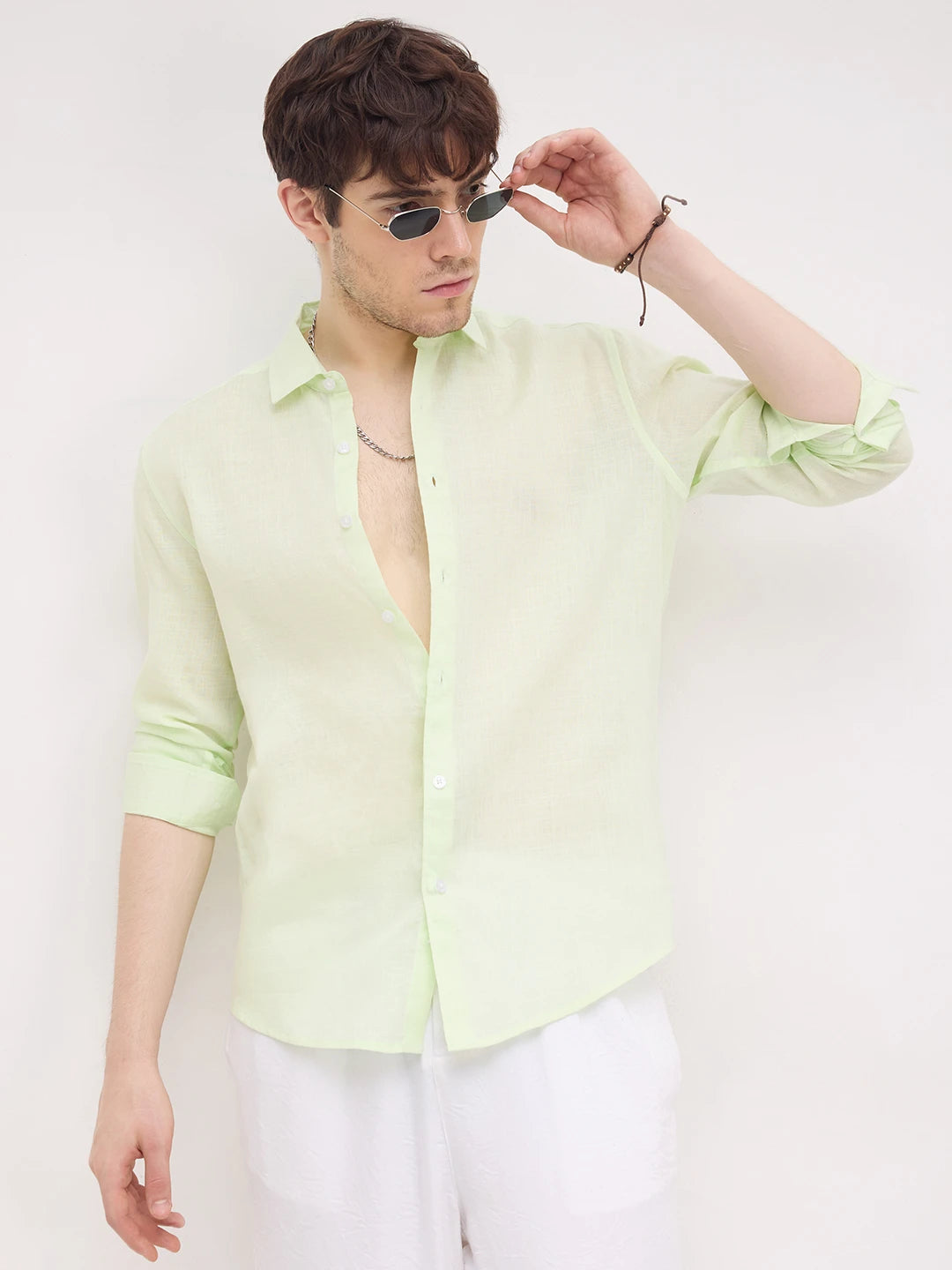 Sheer Pastel Tea Green Lyocell Shirt
